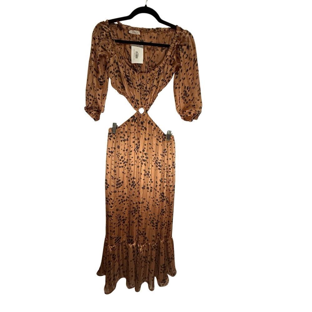Endless Blue leopard print cut out midi dress Small